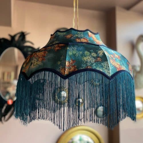 Floral Print Large Fringed Lampshade