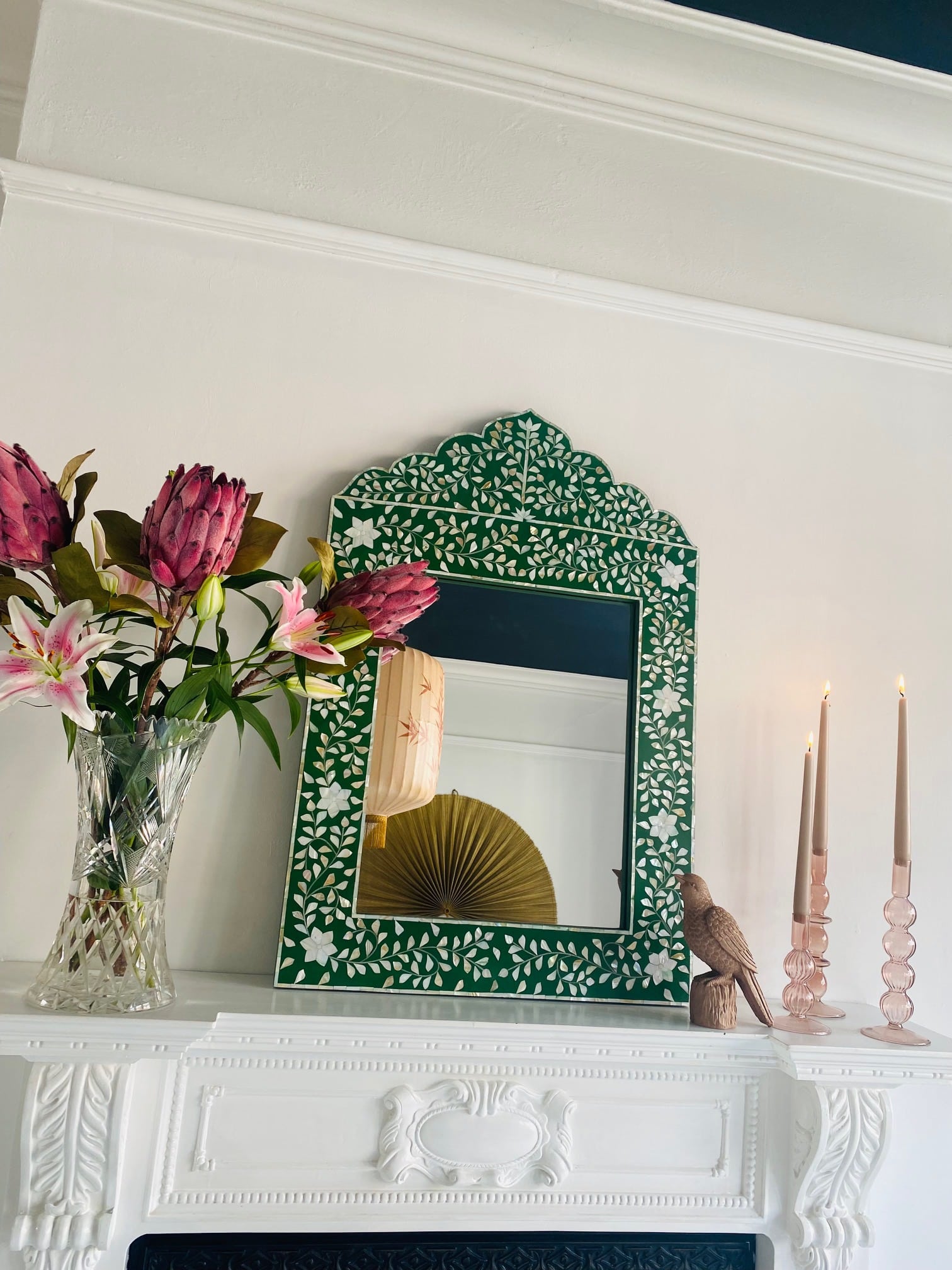 Iniya Bone Inlay Mirror - Green Medium - Image 3