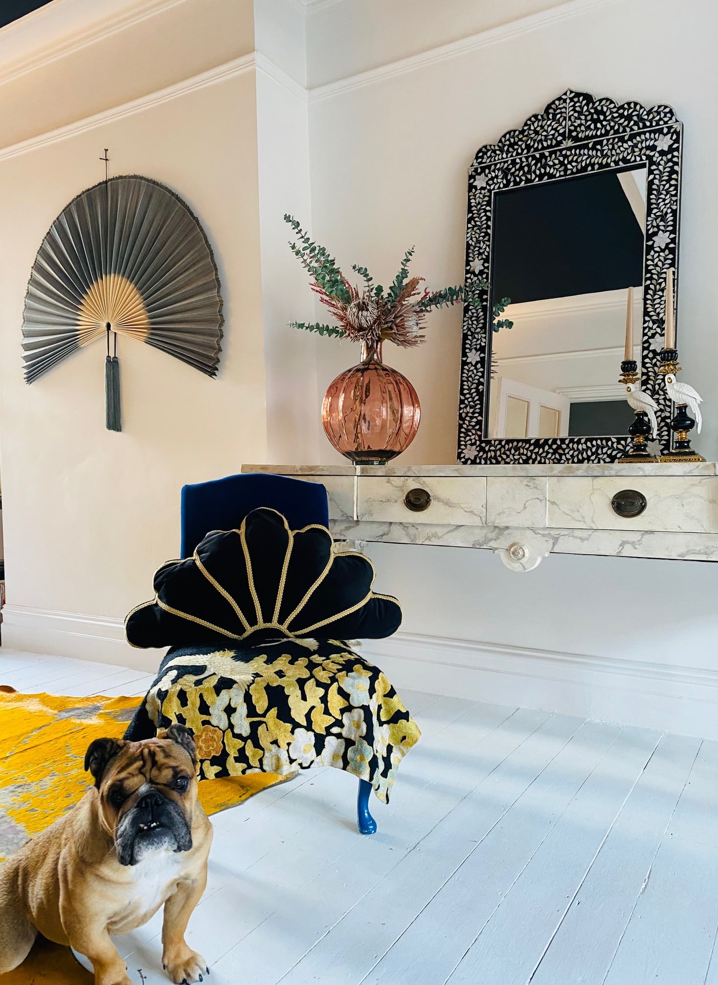 Iniya Bone Inlay Mirror  - Black Large - Image 2