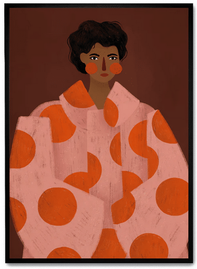 Woman with orange dots